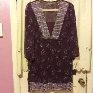 NWOT Motto Purple Tunic top size L w/ matching tan